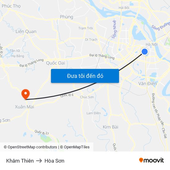 Khâm Thiên to Hòa Sơn map