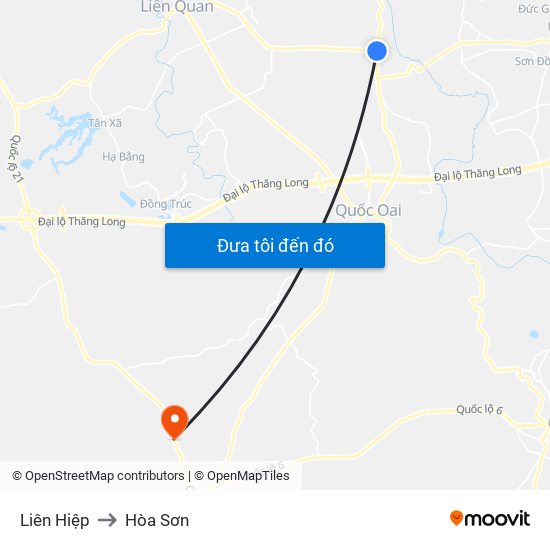 Liên Hiệp to Hòa Sơn map