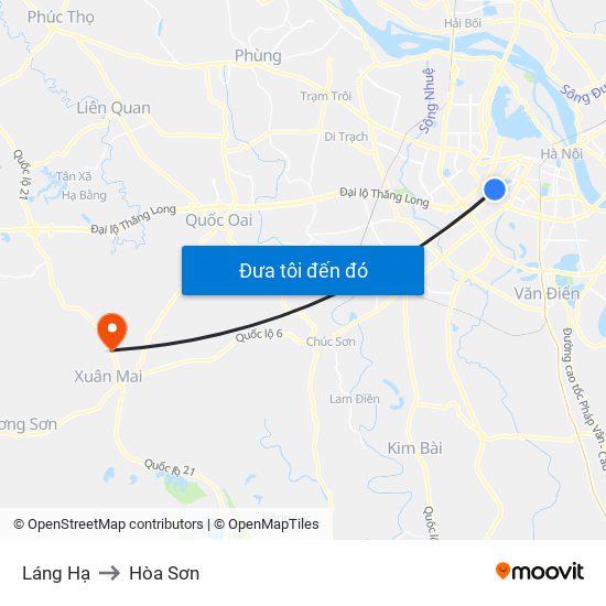 Láng Hạ to Hòa Sơn map