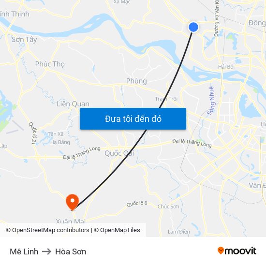 Mê Linh to Hòa Sơn map