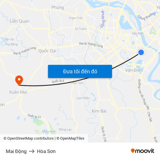 Mai Động to Hòa Sơn map