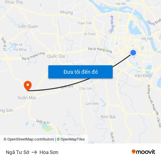 Ngã Tư Sở to Hòa Sơn map