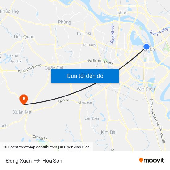 Đồng Xuân to Hòa Sơn map