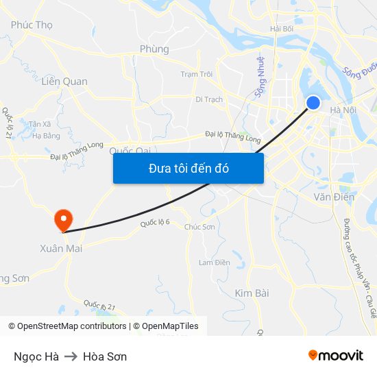 Ngọc Hà to Hòa Sơn map