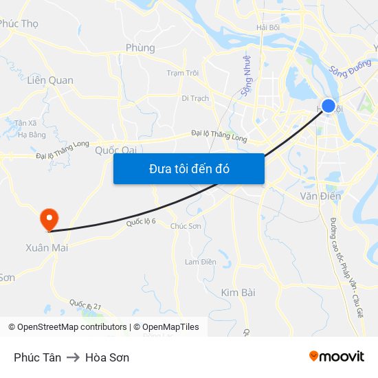 Phúc Tân to Hòa Sơn map