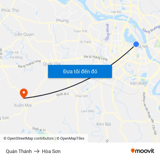 Quán Thánh to Hòa Sơn map