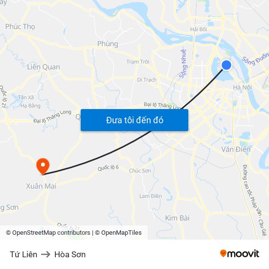 Tứ Liên to Hòa Sơn map