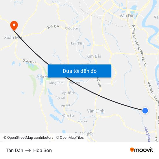 Tân Dân to Hòa Sơn map