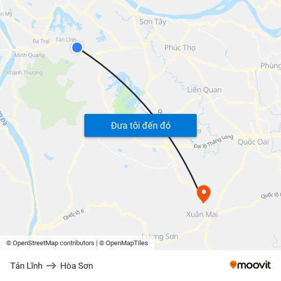Tản Lĩnh to Hòa Sơn map
