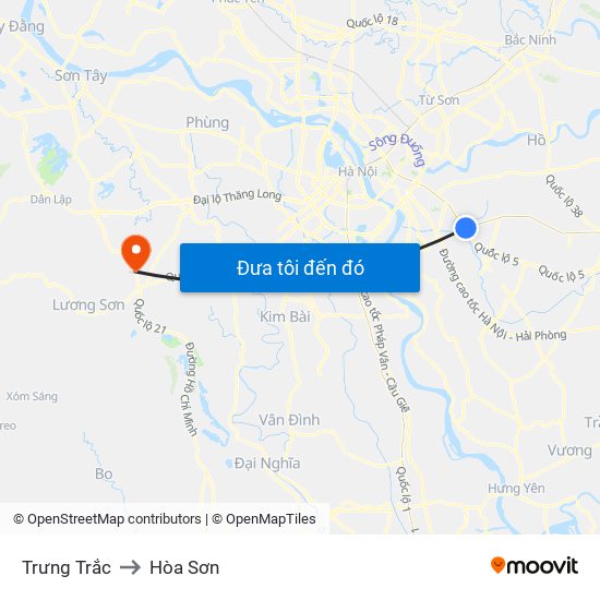 Trưng Trắc to Hòa Sơn map