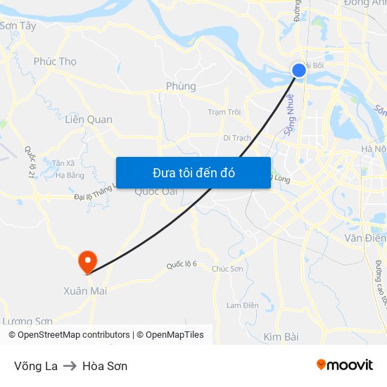 Võng La to Hòa Sơn map