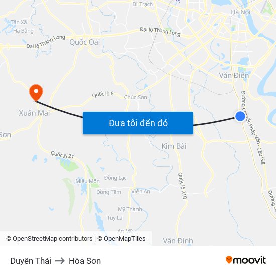 Duyên Thái to Hòa Sơn map