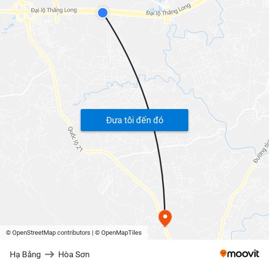 Hạ Bằng to Hòa Sơn map