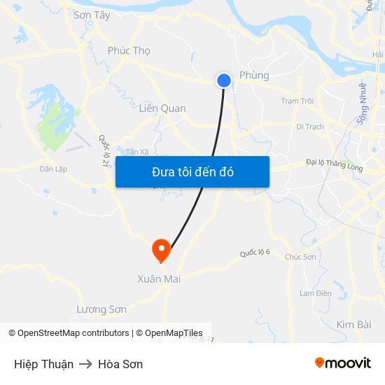 Hiệp Thuận to Hòa Sơn map