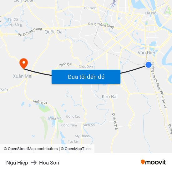 Ngũ Hiệp to Hòa Sơn map