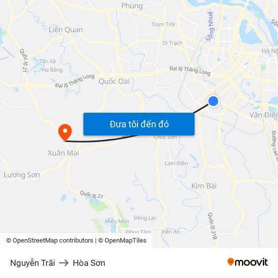 Nguyễn Trãi to Hòa Sơn map