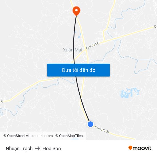 Nhuận Trạch to Hòa Sơn map