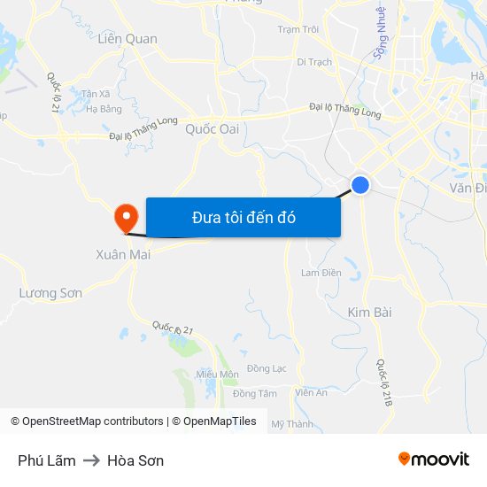 Phú Lãm to Hòa Sơn map