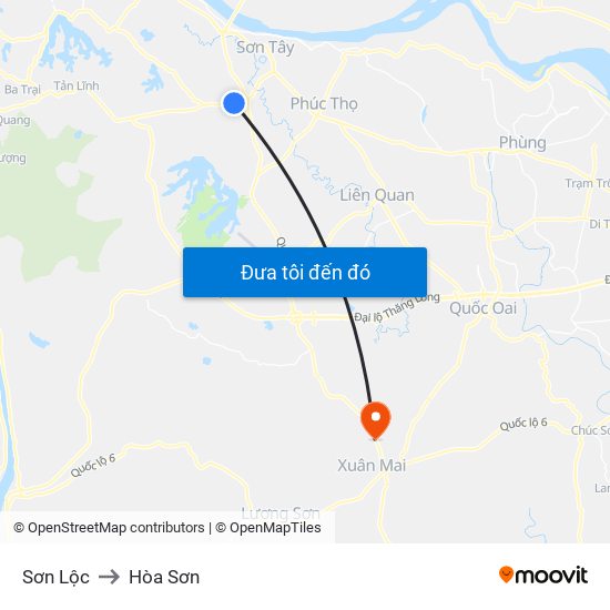 Sơn Lộc to Hòa Sơn map