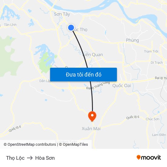 Thọ Lộc to Hòa Sơn map
