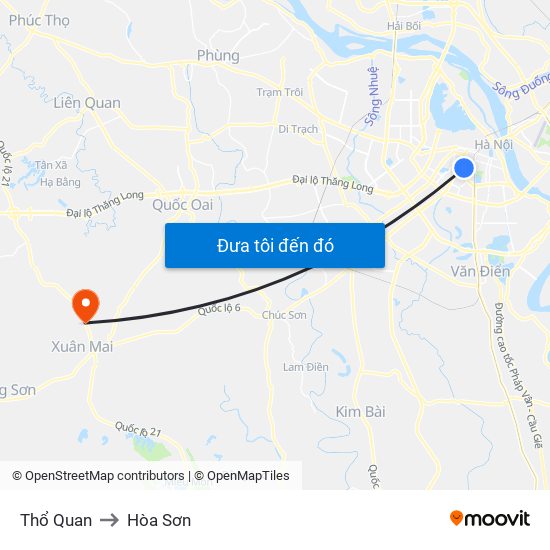 Thổ Quan to Hòa Sơn map