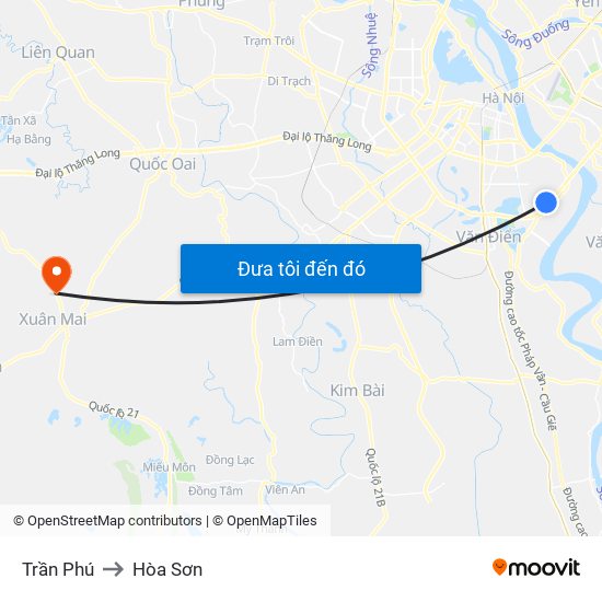 Trần Phú to Hòa Sơn map