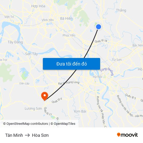 Tân Minh to Hòa Sơn map