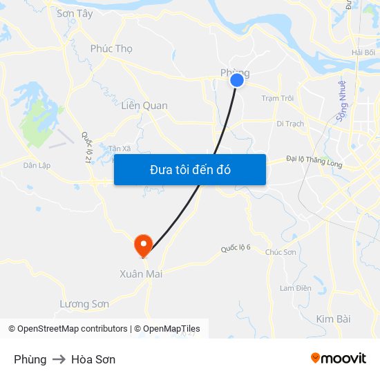 Phùng to Hòa Sơn map
