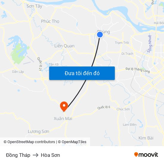 Đồng Tháp to Hòa Sơn map