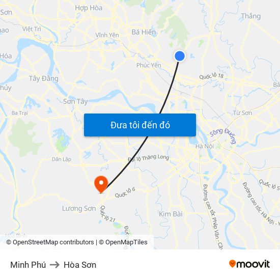 Minh Phú to Hòa Sơn map