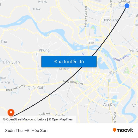 Xuân Thu to Hòa Sơn map