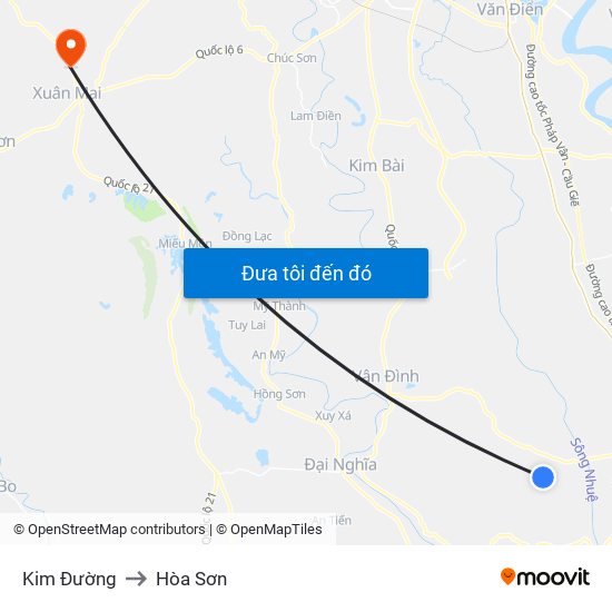 Kim Đường to Hòa Sơn map