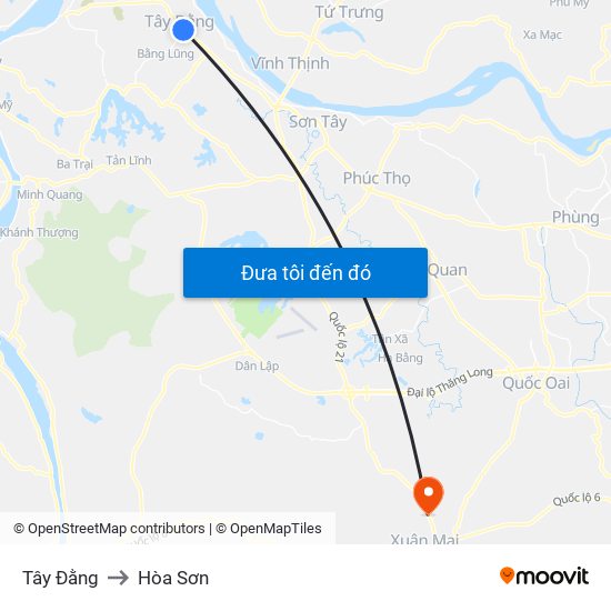 Tây Đằng to Hòa Sơn map