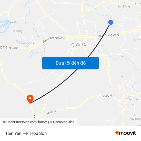 Tiền Yên to Hòa Sơn map