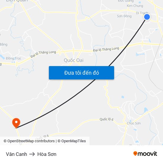 Vân Canh to Hòa Sơn map