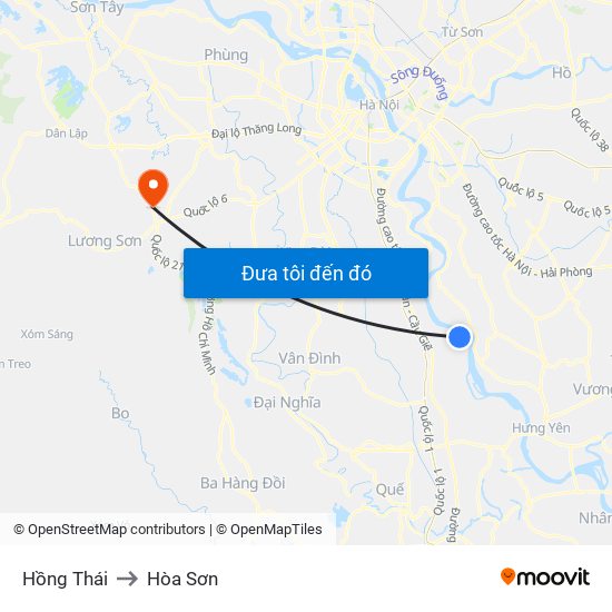Hồng Thái to Hòa Sơn map