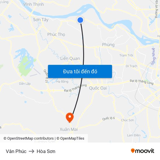 Vân Phúc to Hòa Sơn map