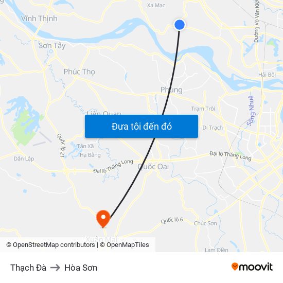 Thạch Đà to Hòa Sơn map