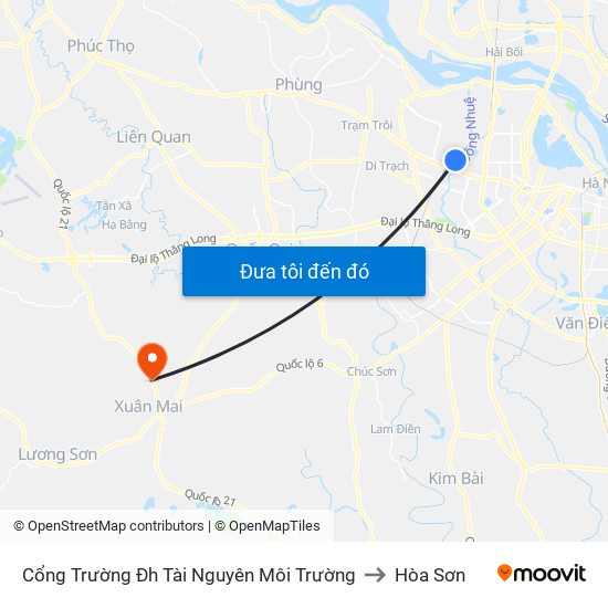 Cổng Trường Đh Tài Nguyên Môi Trường to Hòa Sơn map