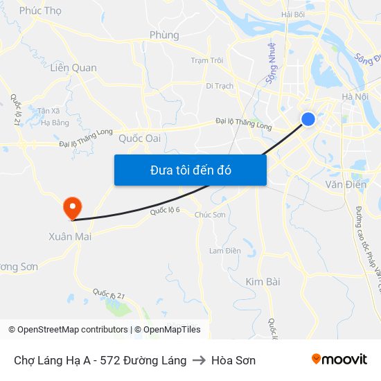 Chợ Láng Hạ A - 572 Đường Láng to Hòa Sơn map