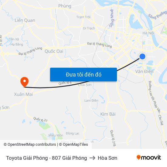 Toyota Giải Phóng - 807 Giải Phóng to Hòa Sơn map