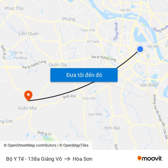 Bộ Y Tế - 138a Giảng Võ to Hòa Sơn map