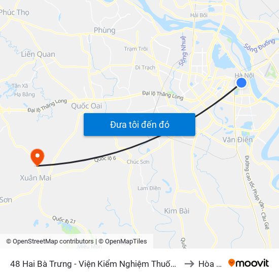 48 Hai Bà Trưng - Viện Kiểm Nghiệm Thuốc Trung Ương to Hòa Sơn map