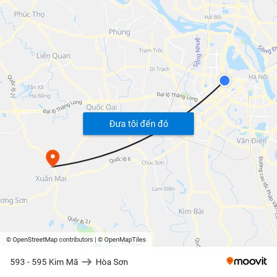 593 - 595 Kim Mã to Hòa Sơn map