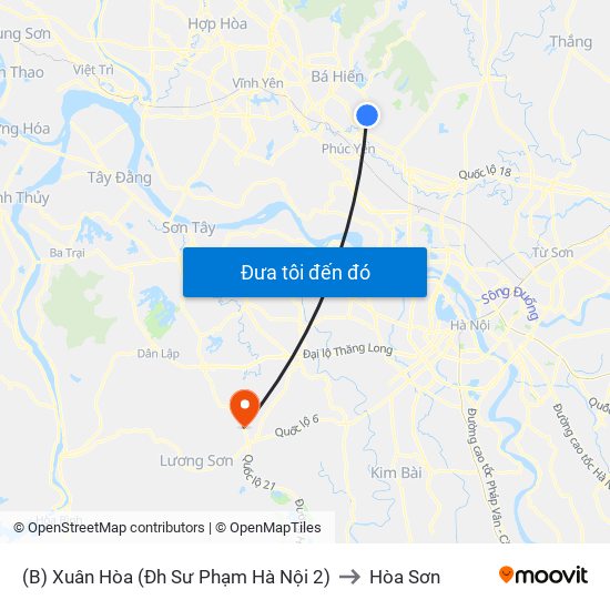 (B) Xuân Hòa (Đh Sư Phạm Hà Nội 2) to Hòa Sơn map