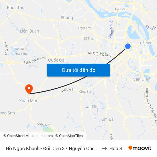 Hồ Ngọc Khánh - Đối Diện 37 Nguyễn Chí Thanh to Hòa Sơn map