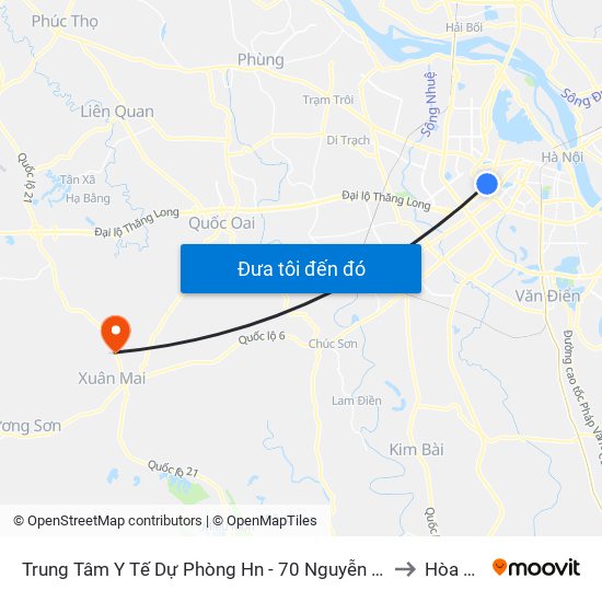 Trung Tâm Y Tế Dự Phòng Hn - 70 Nguyễn Chí Thanh to Hòa Sơn map