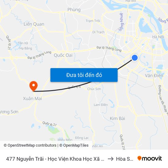 477 Nguyễn Trãi - Học Viện Khoa Học Xã Hội to Hòa Sơn map