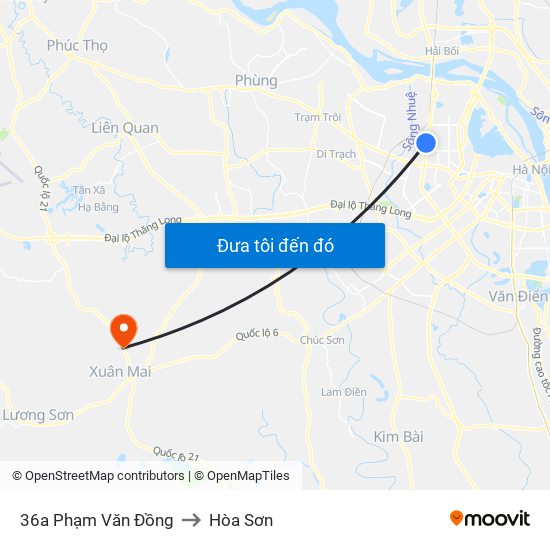 36a Phạm Văn Đồng to Hòa Sơn map