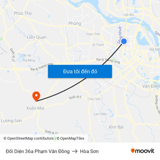 Đối Diện 36a Phạm Văn Đồng to Hòa Sơn map